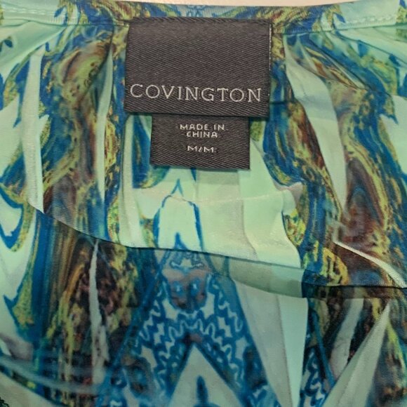 Beautiful EUC Covington Women's V-Neck Short Sleeve Top Size Medium Multicolored - Picture 7 of 11